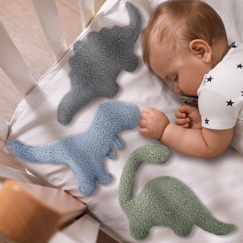 Shellwei 3 Pcs Dinosaur Pillow for Kids Sherpa Cute Color Dino Decorative Pillow Nursery Playroom Pastel Kawaii Decorative Birthday Toy for Boys Girls Kids Home Nursery Couch Decor(Cute Color) - Image 4